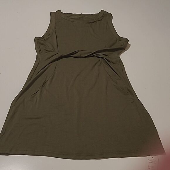 NEW L CUPSHE STRETCH GREEN TWIST SLEEVELESS SUMMER DRESS LARGE NWT - Picture 3 of 6